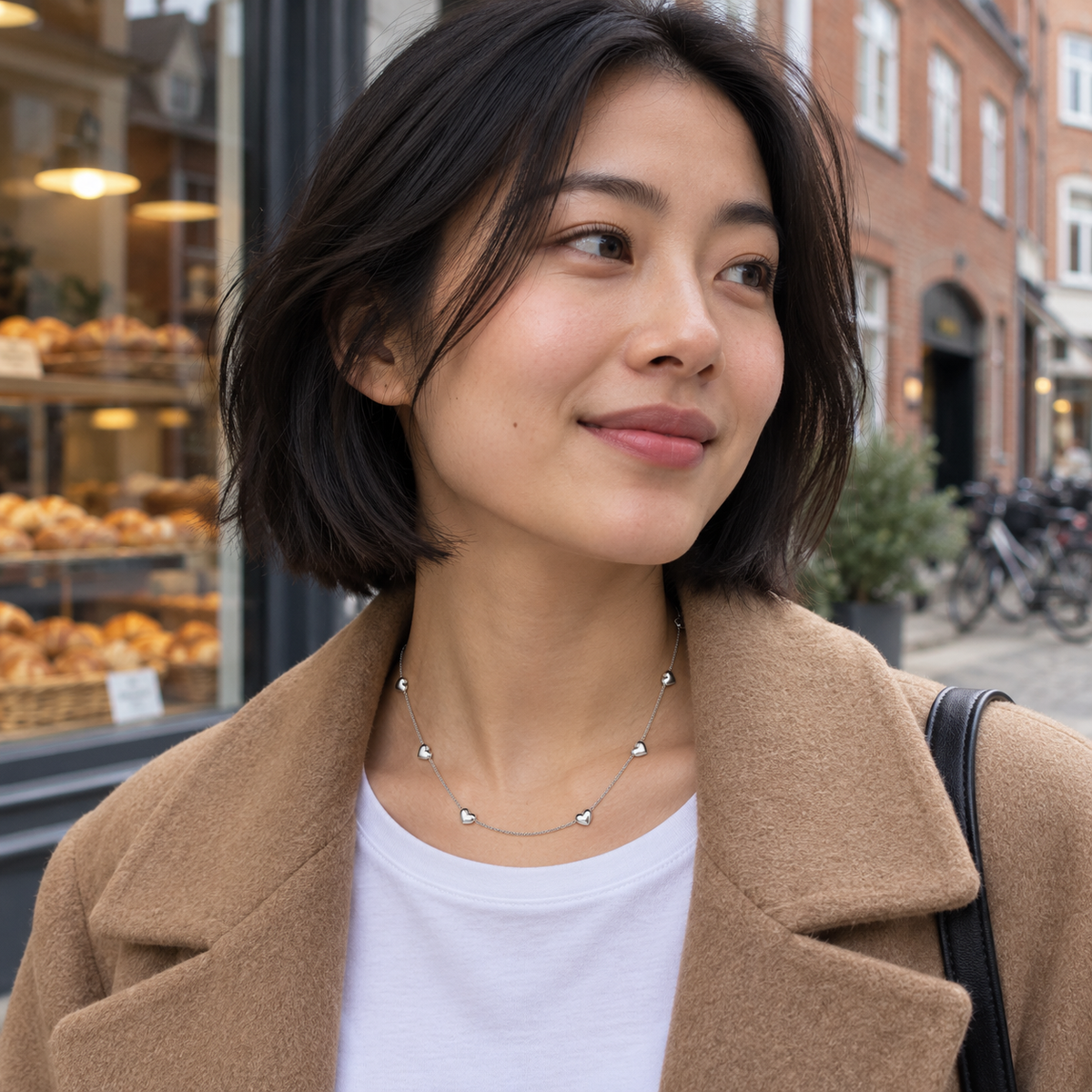 Amalie Hearts Necklace Silver - 01