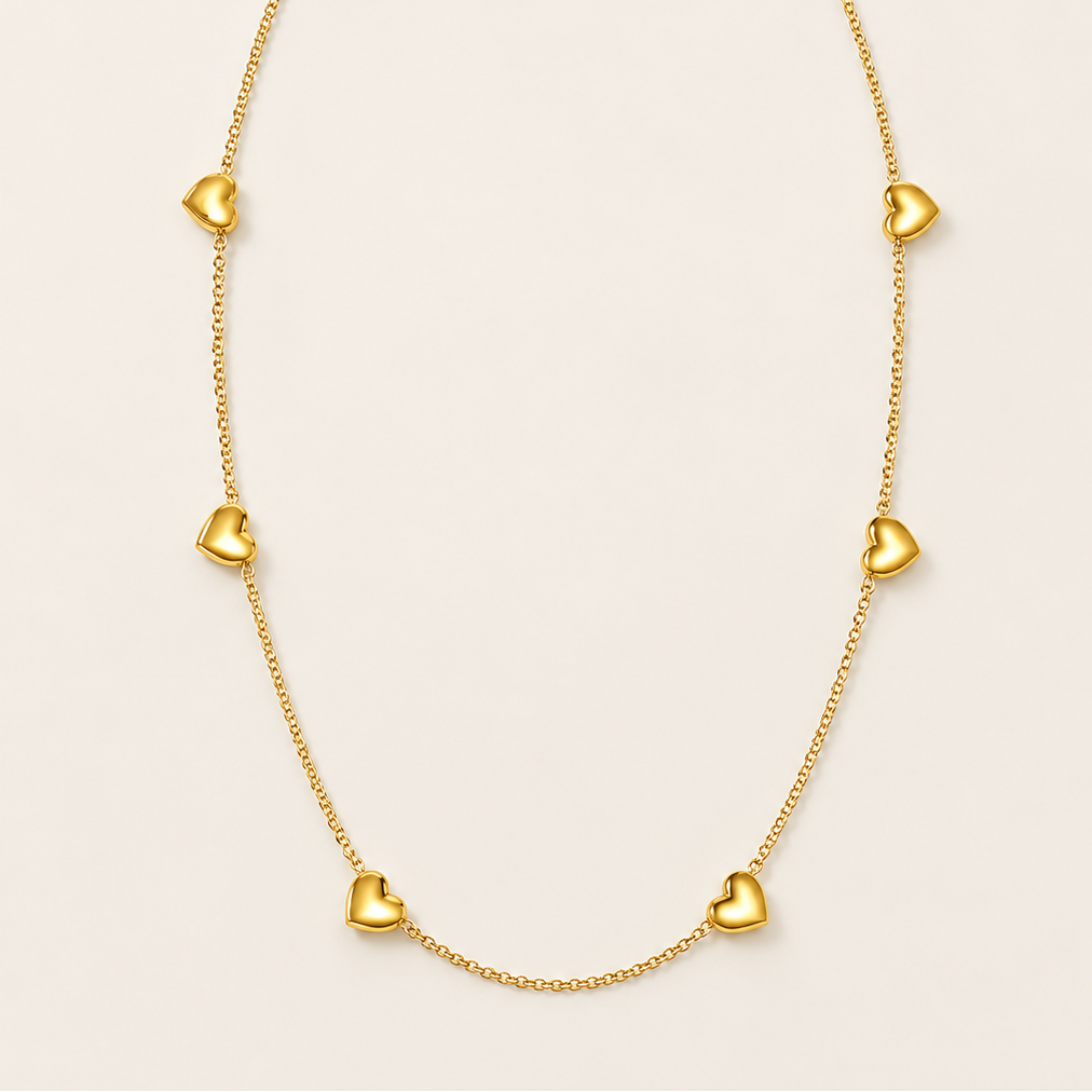 Amalie Hearts Necklace Gold - 01